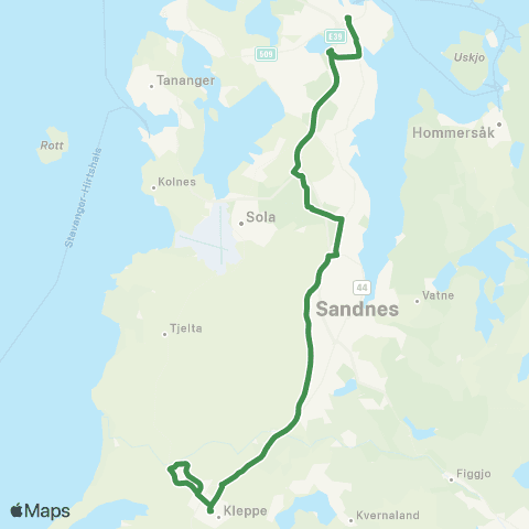 Kolumbus Busslinje i Rogaland map