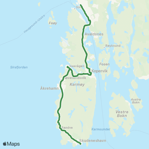 Kolumbus Busslinje i Rogaland map
