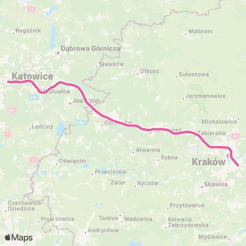 Koleje Śląskie Katowice — Mysłowice — Kraków map