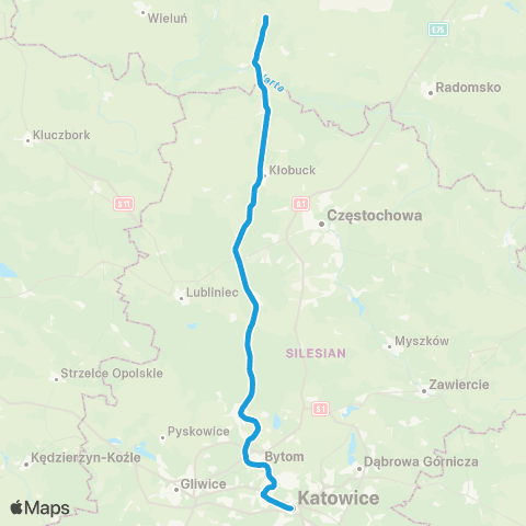Koleje Śląskie Chorzew Siemkowice — Tarnowskie Góry — Bytom — Chorzów map