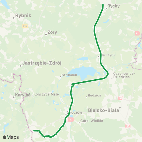 Koleje Śląskie Skoczów — Goleszów — Cieszyn map