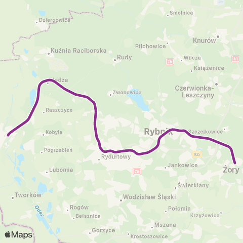 Koleje Śląskie Rybnik — Żory map