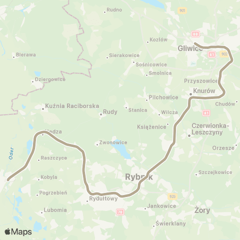 Koleje Śląskie Gliwice — Rybnik — Wodzisław Śląski map