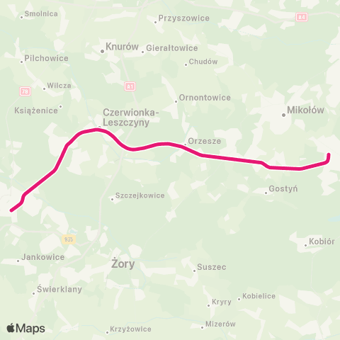 Koleje Śląskie Orzesze Jaśkowice — Tychy map