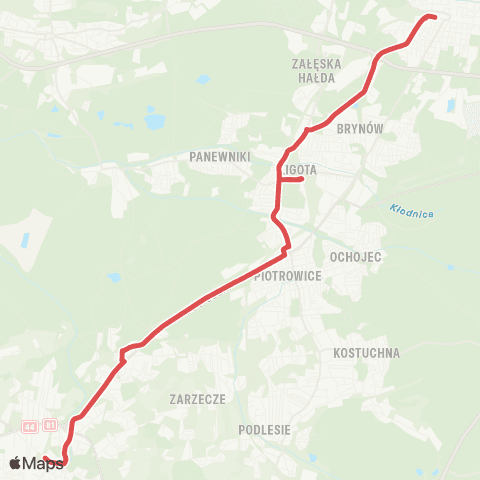 Koleje Śląskie Katowice — Rybnik — Wodzisław Śląski — Bohumín (Zastępcza Komunikacja Autobusowa) map