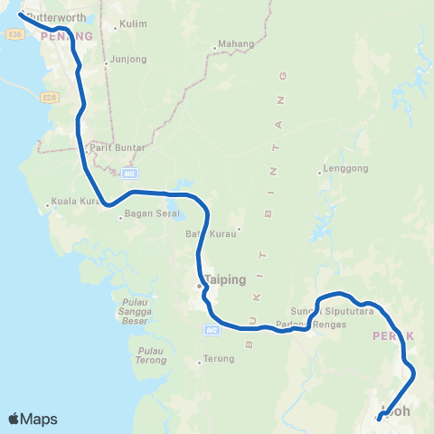 KTMB Ktm Butterworth - Ipoh map