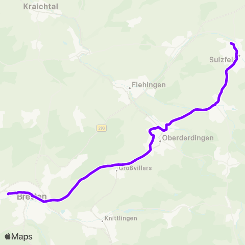 KVV Bretten Bf ↔︎ Sulzfeld Bf map