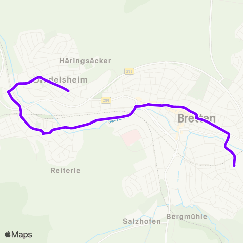 KVV Bretten Bf > 161 ↔︎ Siedlung (Dürrenbüchig) map