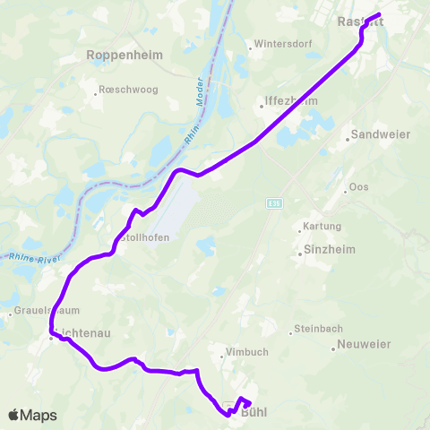 KVV Bühl ZOB ↔︎ Rastatt Bf map