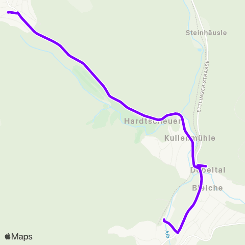 KVV Bernbach Rathaus ↔︎ Bad Herrenalb Bf map
