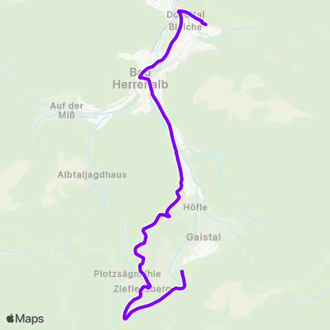 KVV Bad Herrenalb Bf ↔︎ Oberes Gaistal (Gaistal) map