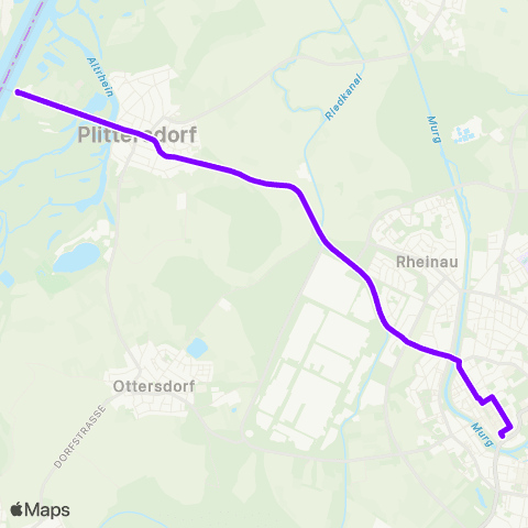 KVV Fähre (Plittersdorf) ↔︎ Bernhardusbrunnen (Rastatt) map
