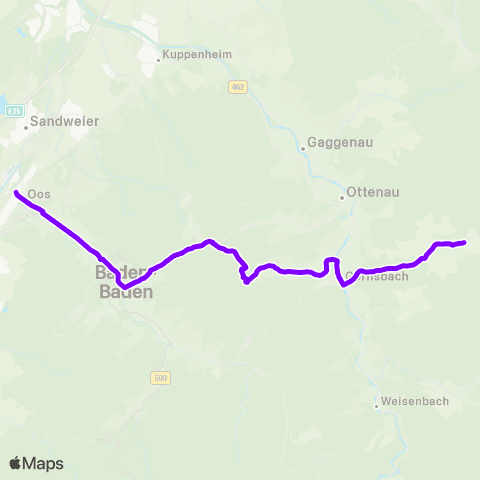 KVV Gernsbach Bf ↔︎ Baden-Baden Bf map