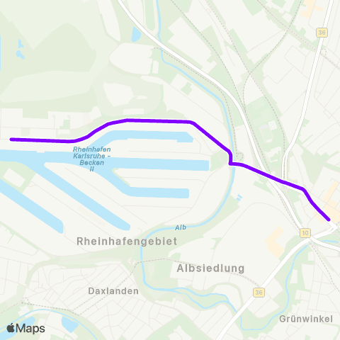 KVV Karlsruhe Rheinhafen Nord ↔︎ Entenfang (Karlsruhe) map