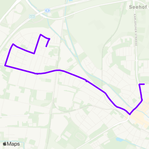 KVV Pestalozzischule (Ettlingen) ↔︎ Huttenkreuzstr. (Ettlingen) map