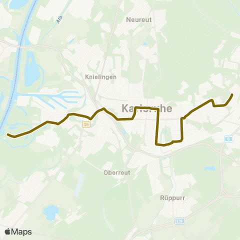 KVV 3 Daxlanden über Hbf ↔︎ 3 Rintheim über Hbf map