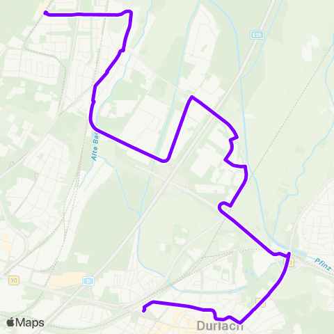 KVV 31 Waldstadt Zentrum ↔︎ 31 Durlach Bf map