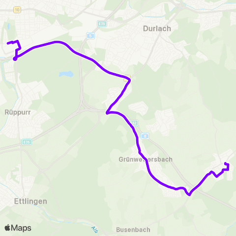 KVV 47 Hbf ↔︎ 47 Stupferich map