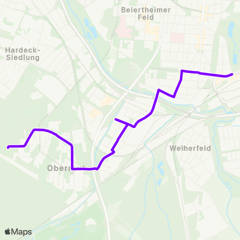 KVV 51 Eugen-Geck-str. (Umleitung) ↔︎ 51 Hbf (Umleitung) map
