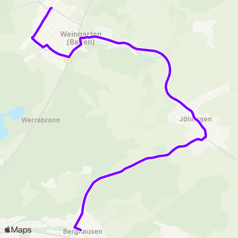 KVV Berghausen Bf ↔︎ Weingarten Bf West map