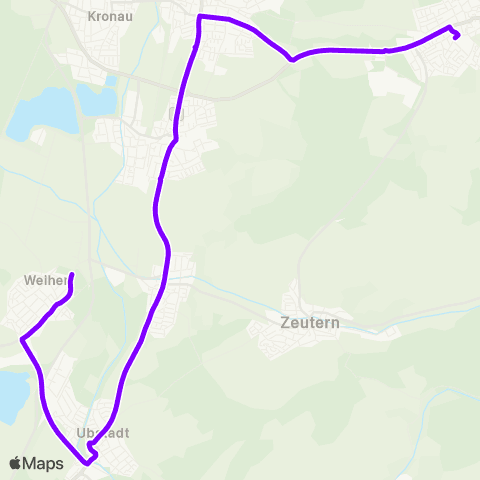KVV Mozartstr. (Östringen) ↔︎ Unterdorf (Weiher) map
