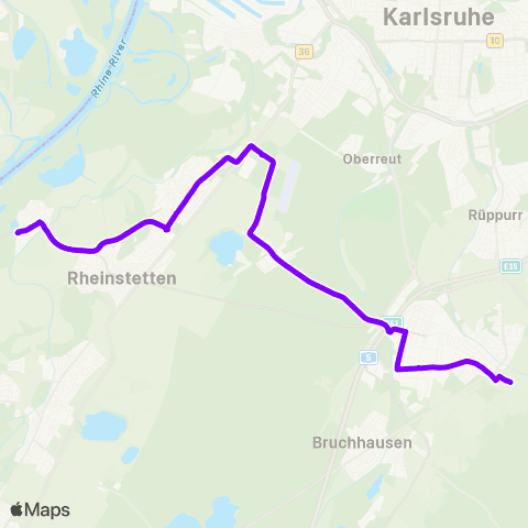 KVV Breslauer str. (Neuburgweier) ↔︎ Stadt (Ettlingen) map