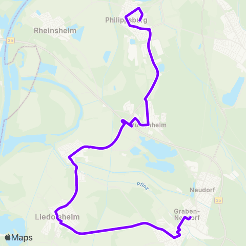 KVV Schulzentrum (Philippsburg) ↔︎ Graben Bf map