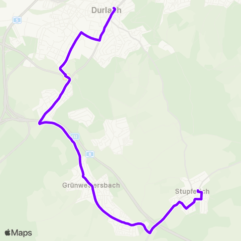 KVV N L 3 Durlach ↔︎ N L 3 Stupferich map