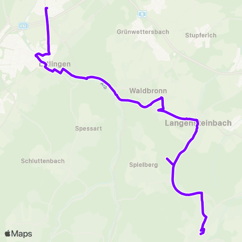 KVV S E V Rüppurr ↔︎ S E V Ittersbach map