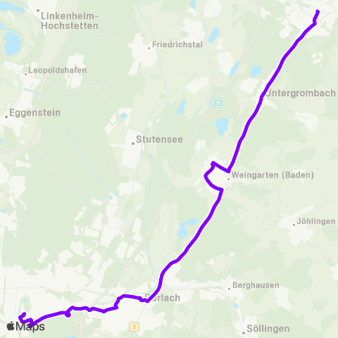KVV S E V Karlsruhe ↔︎ S E V Bruchsal map
