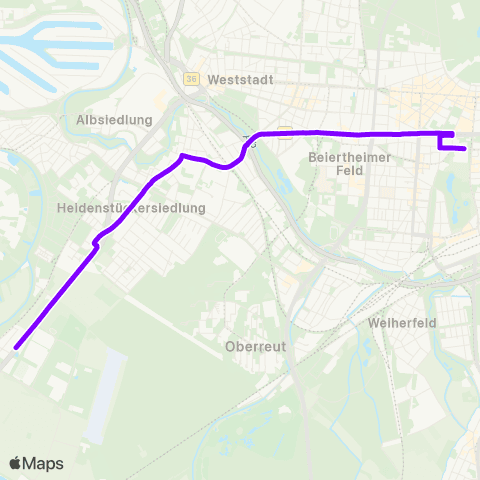 KVV H Hotel-Shuttle 1 ↔︎ Dienstfahrt map