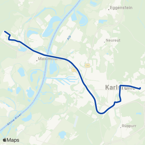 KVV Badepark (Wörth) ↔︎ Albtalbahnhof (Karlsruhe) map