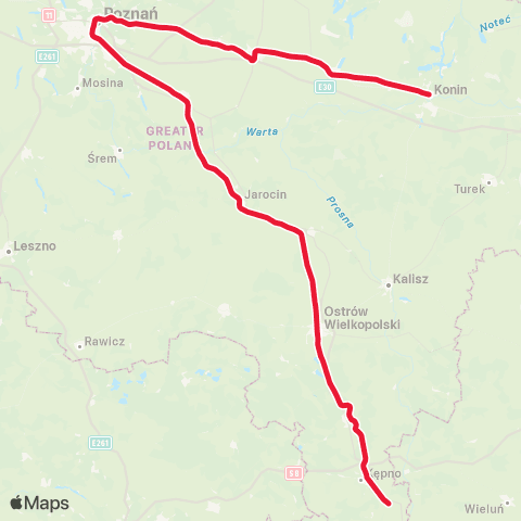 Koleje Wielkopolskie Września — Poznań — Nowy Tomyśl map
