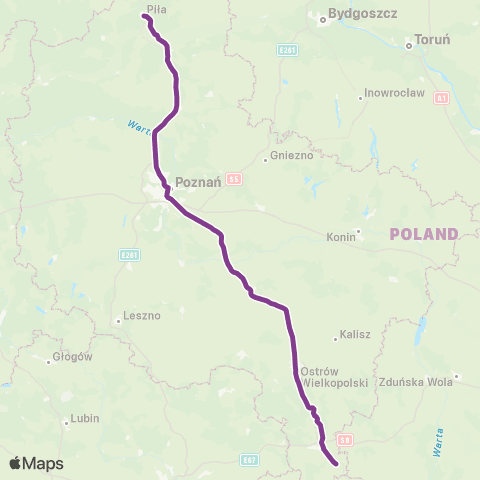 Koleje Wielkopolskie Wronki — Poznań — Środa Wlkp. map