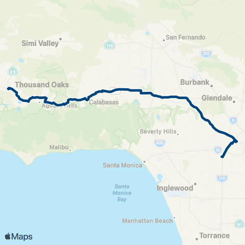 LADOT Commuter Express CE423 map