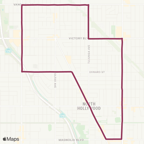 LADOT DASH DASH North HollywoodLoop map