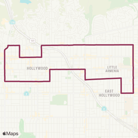 LADOT DASH DASH HollywoodLoop map