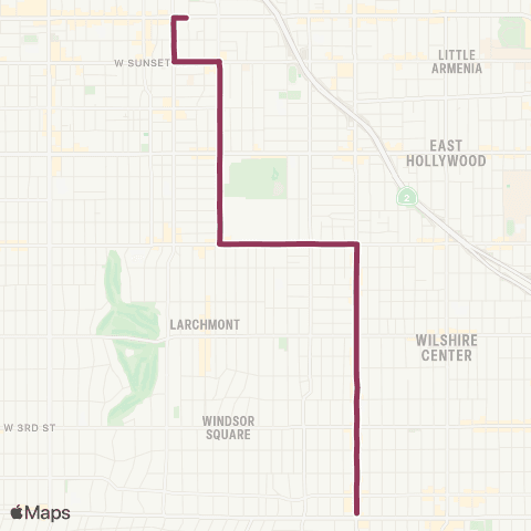 LADOT DASH DASH Hollywood / Wilshire map