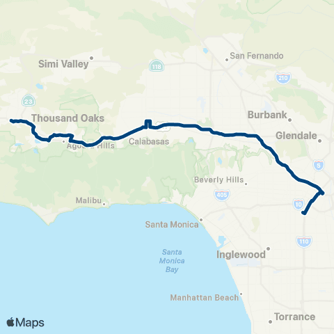 LADOT Commuter Express CE422 map