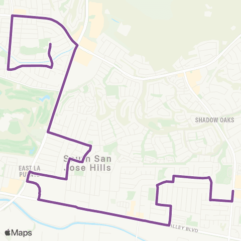 LA County Shuttles East Valinda Shuttle map