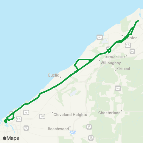 Laketran Eastlake / Wickliffe Park-N-Ride map