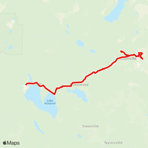 Lassen Rural Bus West County map