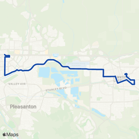 Wheels Pleasanton - Livermore via Outlets map