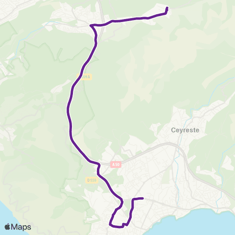 Les Bus de la Marcouline La Ciotat - Roquefort-la-Bedoule map