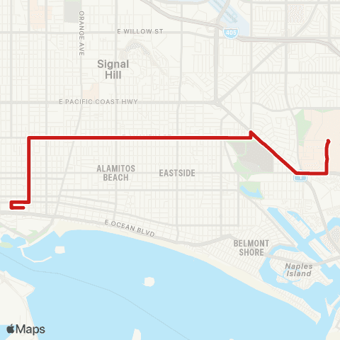 Long Beach Transit Anaheim St map
