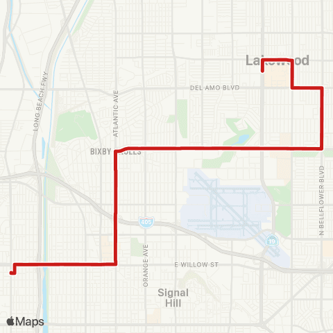 Long Beach Transit Lakewood Mall map