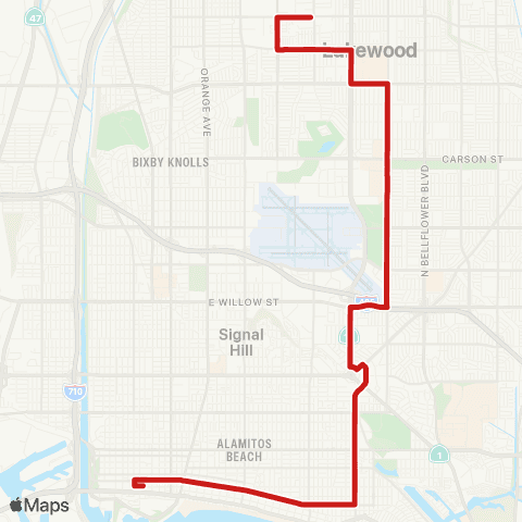 Long Beach Transit Broadway / Clark map