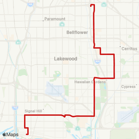 Long Beach Transit PCH / Studebaker map