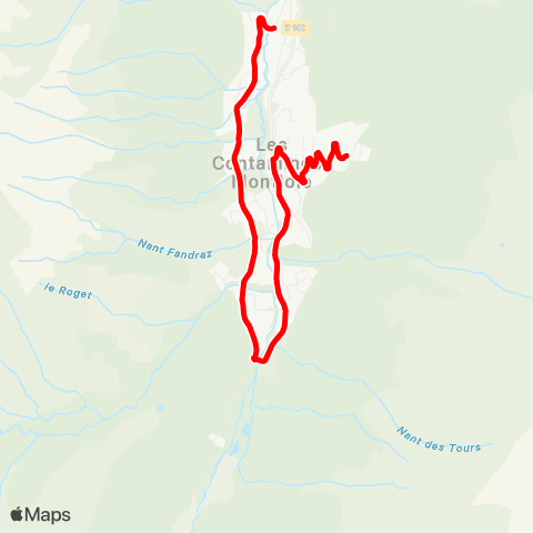 Navette Les Contamines-Montjoie Ligne Hameaux map