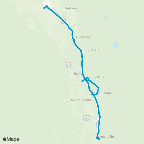 Lewis County Transit Lowville - Constableville (Blue) map